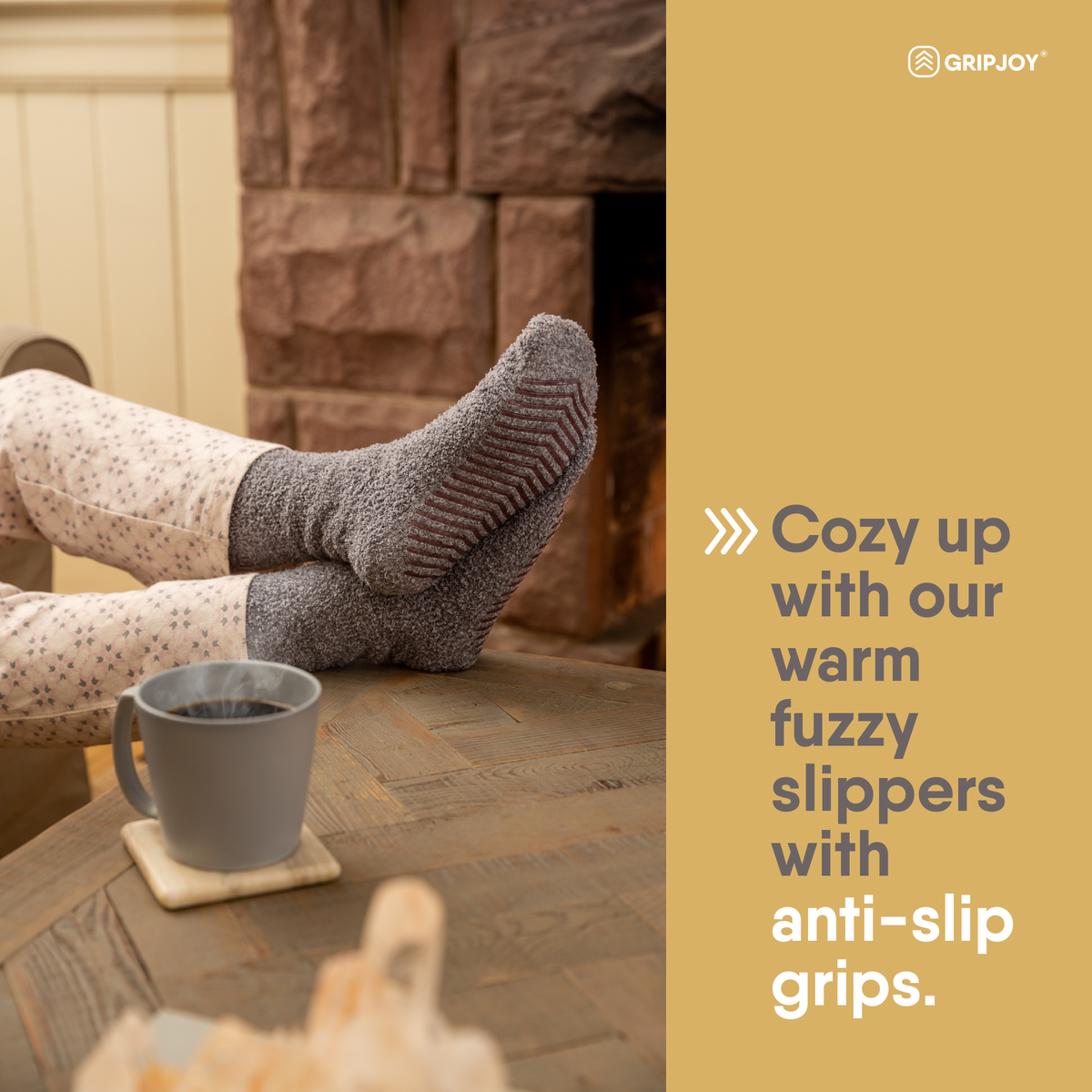 Fuzzy Socks with Grips for Women x4 Pairs - Gripjoy Socks