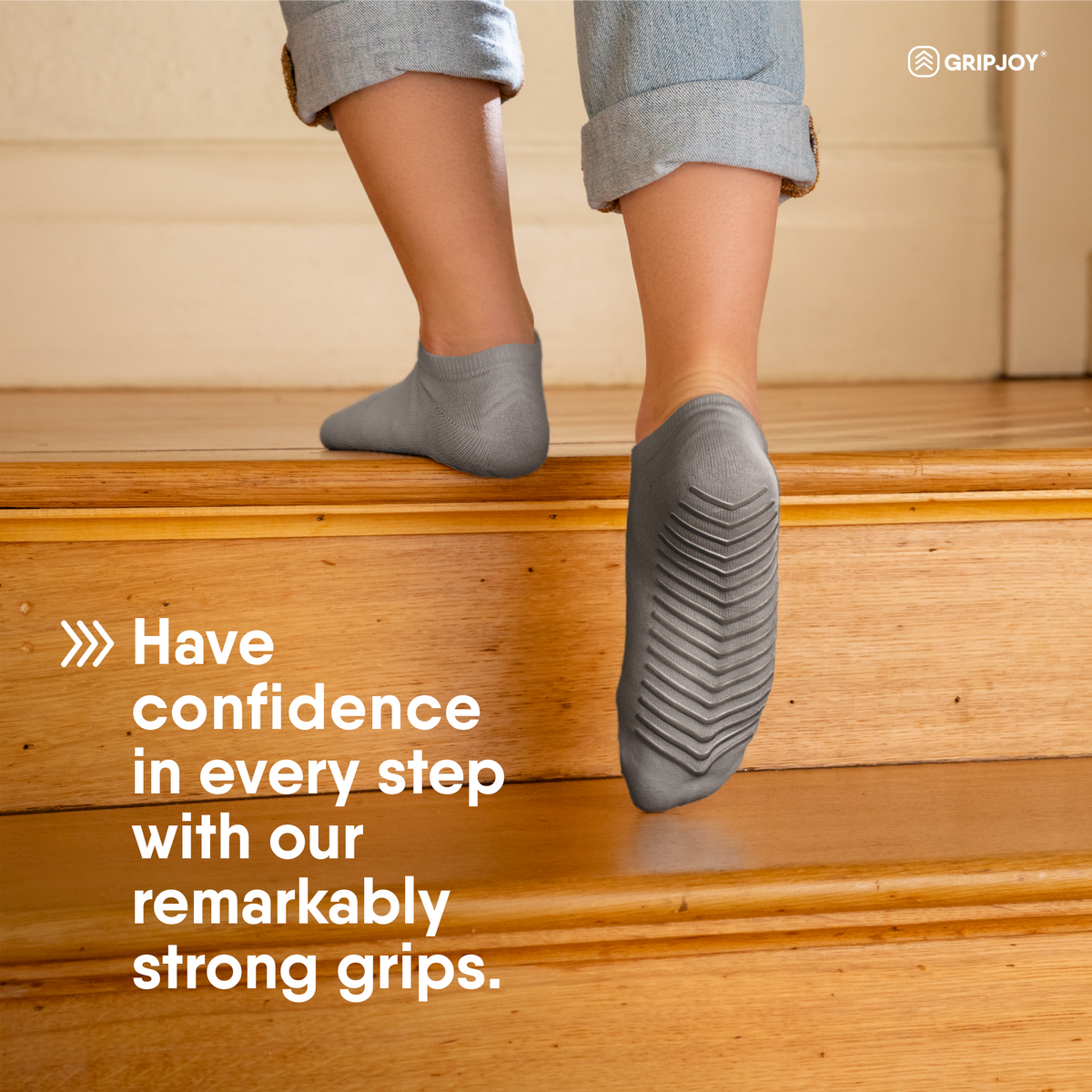 Light Grey Women&#39;s Low Cut Ankle Non Skid Socks - 3 pairs - Gripjoy Socks