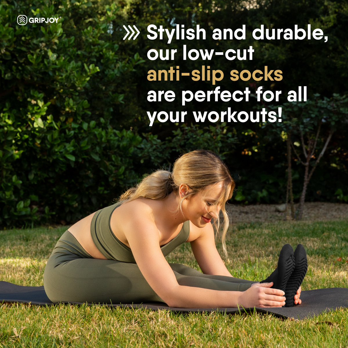 Black Women&#39;s Low Cut Ankle Non Skid Socks - 3 pairs - Gripjoy Socks