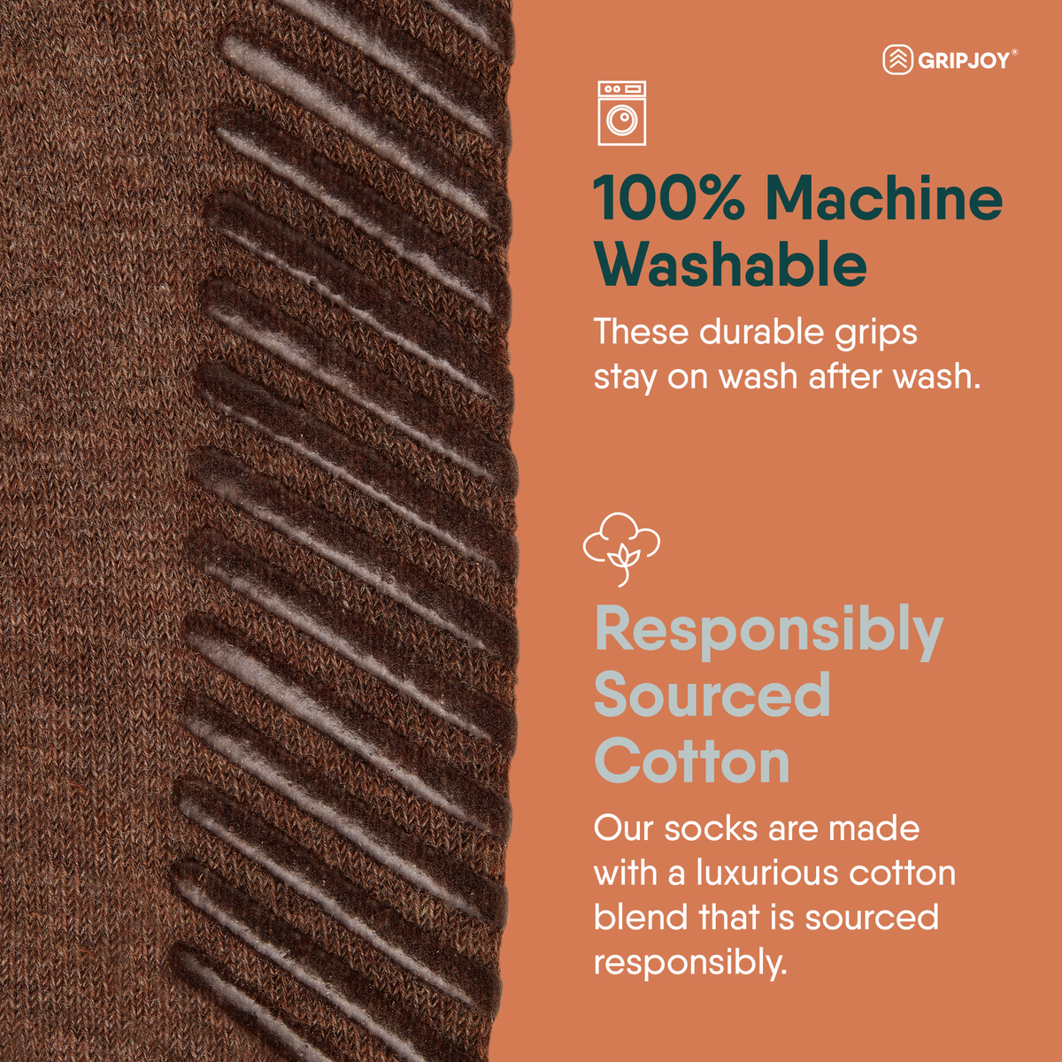 Brown Women&#39;s Original Crew Non-Slip Socks - 3 pairs - Gripjoy Socks