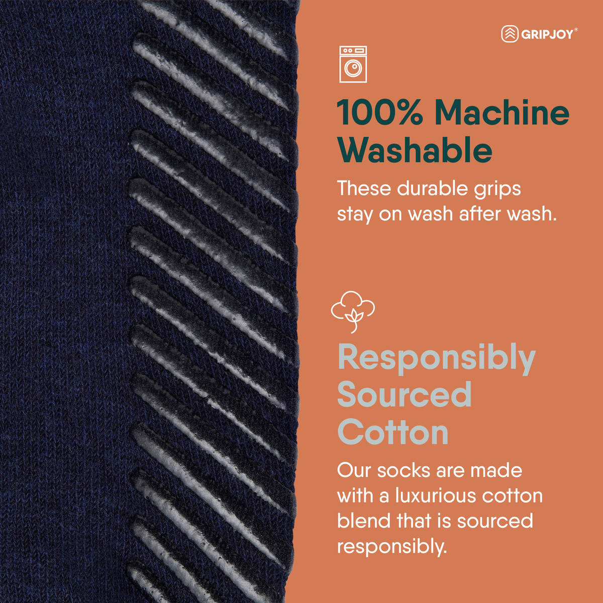 Women&#39;s Navy Original Crew Non-Slip Socks - 3 Pairs - Gripjoy Socks