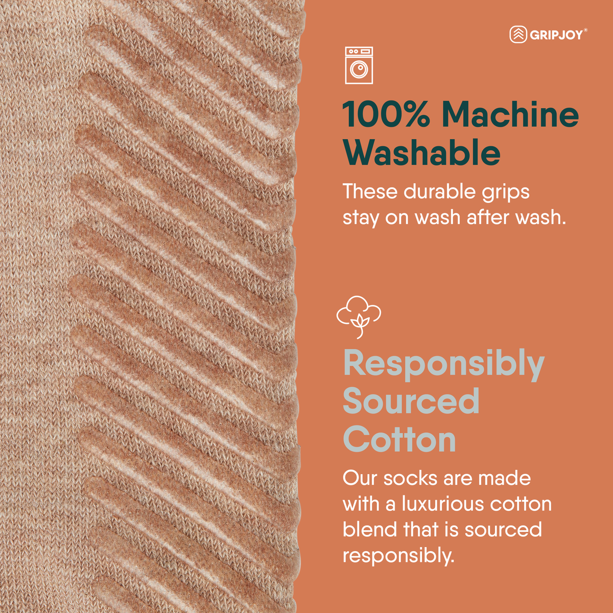 Men&#39;s Navy/Brown/Tan Original Crew Non-Slip Socks - 3 pairs - Gripjoy Socks
