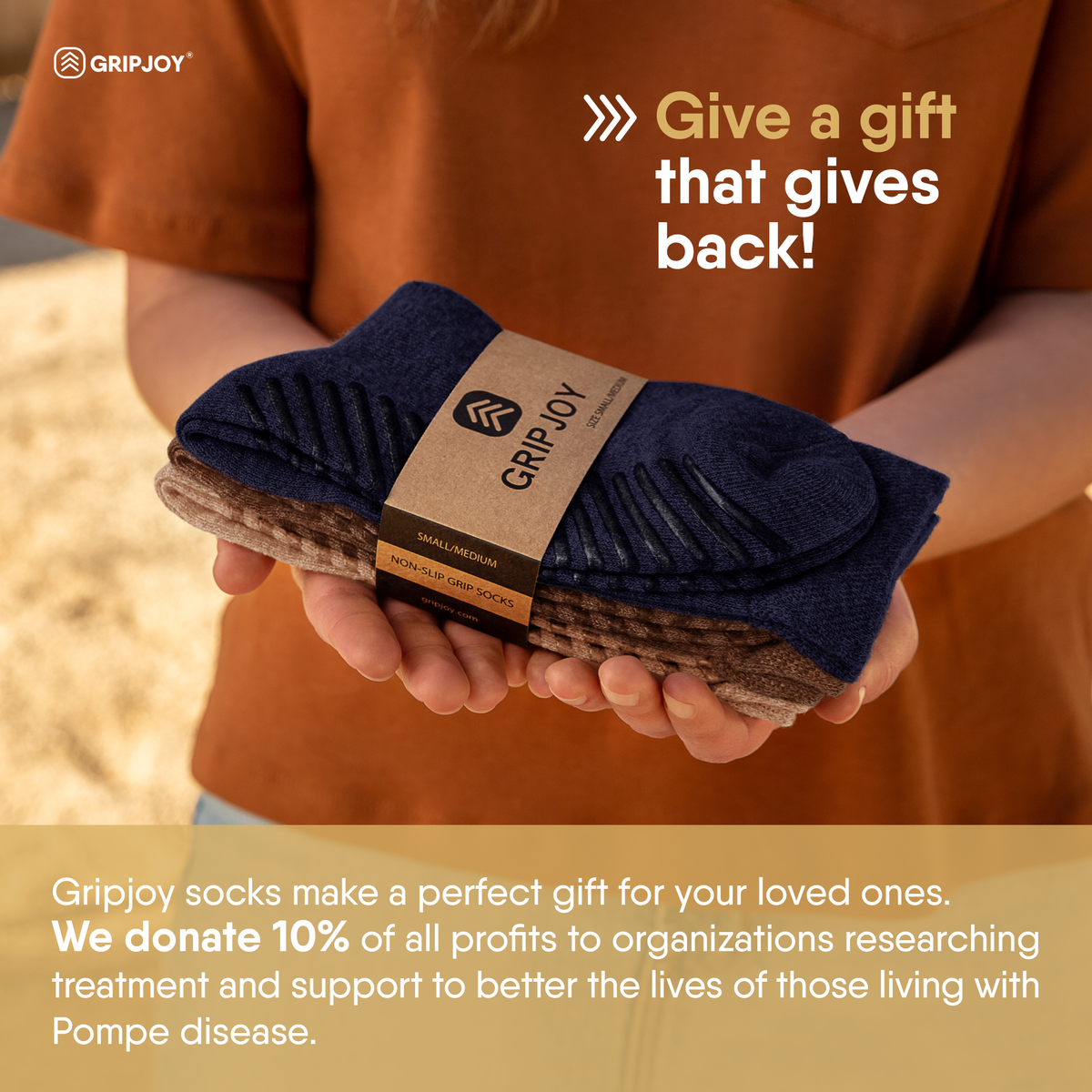 Men&#39;s Navy/Brown/Tan Original Crew Non-Slip Socks - 3 pairs - Gripjoy Socks