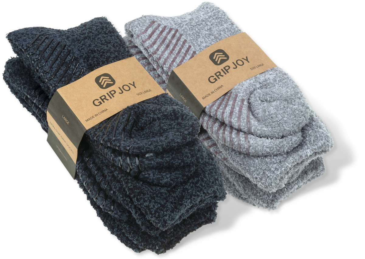 Fuzzy Socks with Grips for Men x4 Pairs - Gripjoy Socks