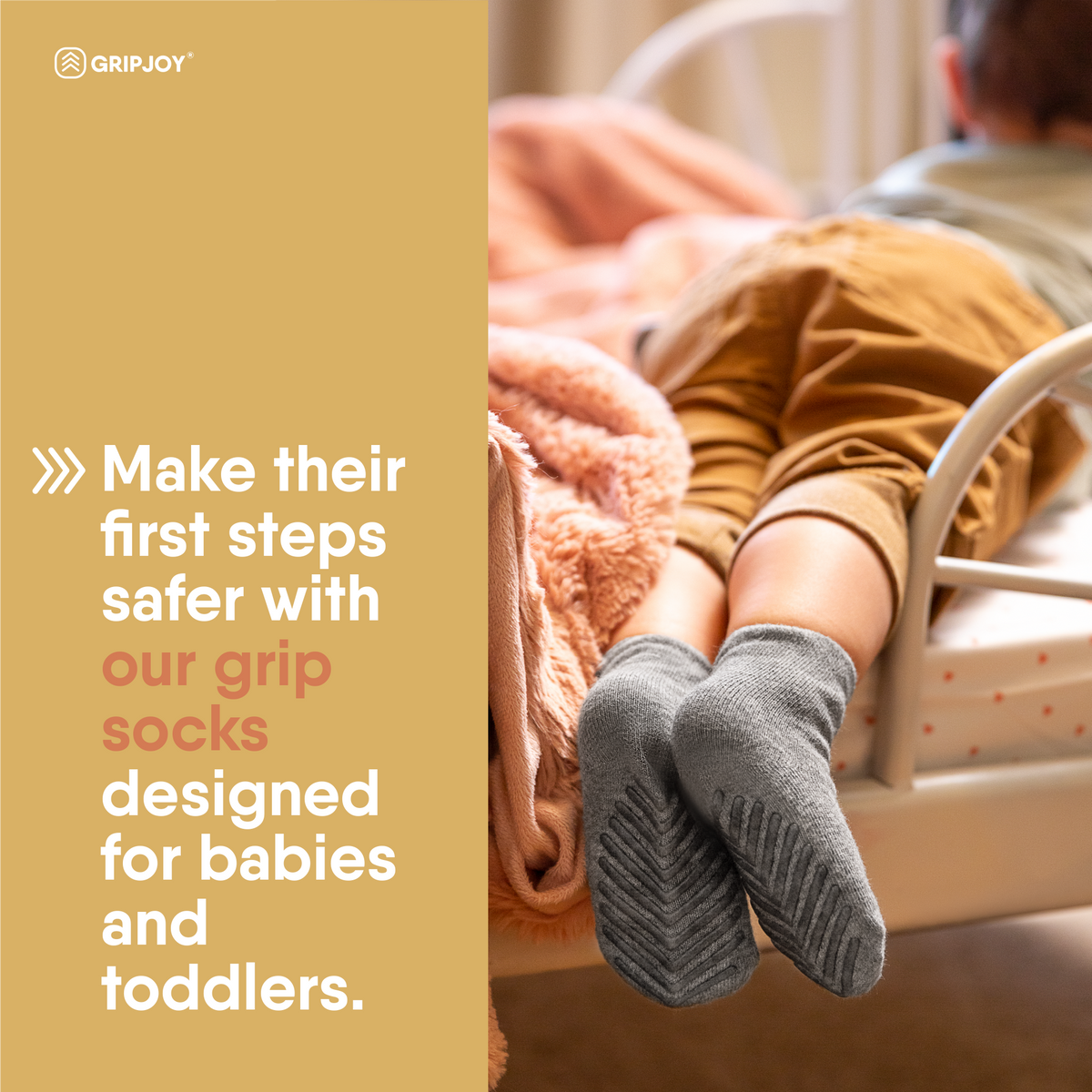Light Grey Grip Socks for Toddlers &amp; Kids - 4 pairs - Gripjoy Socks