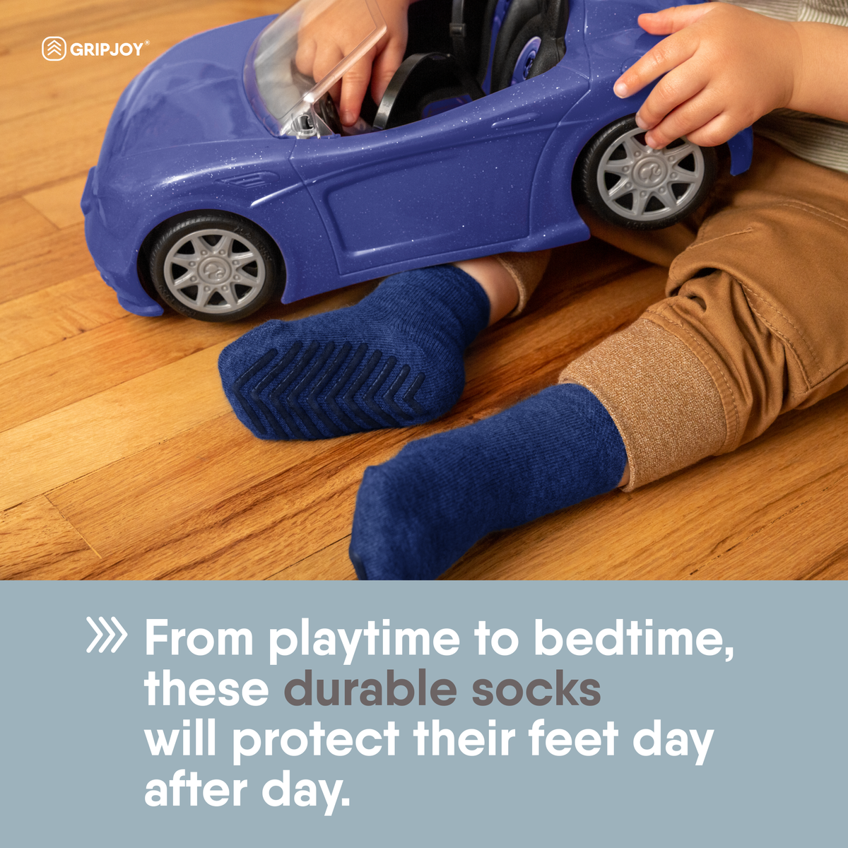 Blue Grip Socks for Toddlers &amp; Kids - 4 pairs - Gripjoy Socks