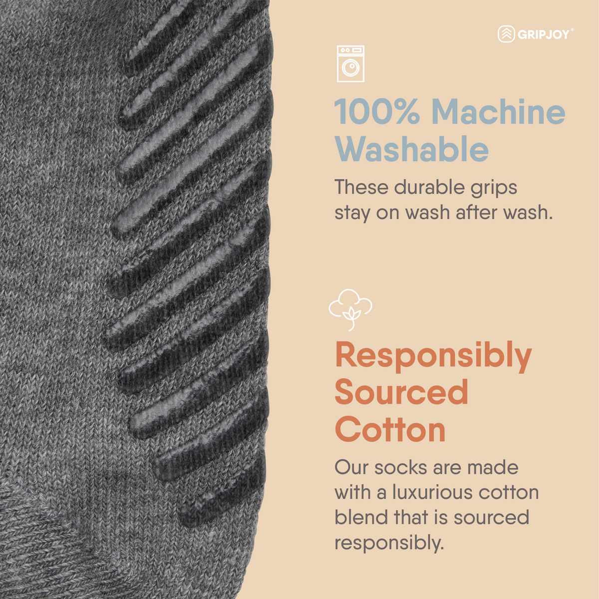 Light Grey Grip Socks for Toddlers &amp; Kids - 4 pairs - Gripjoy Socks
