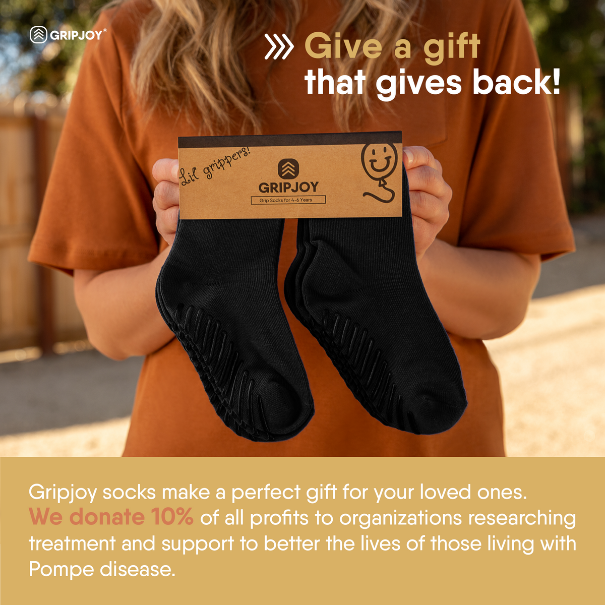 Black Grip Socks for Toddlers &amp; Kids - 4 pairs - Gripjoy Socks